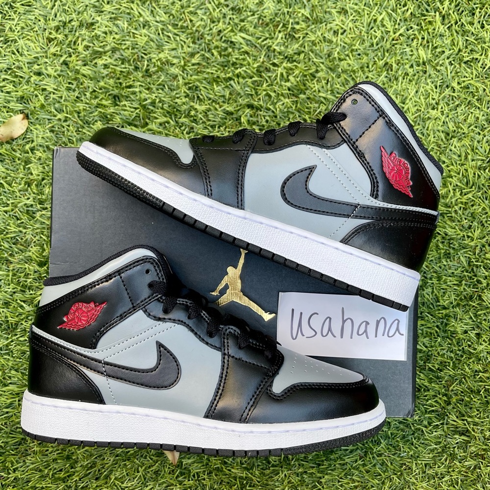 Nike Air Jordan 1 mid GS black grey (big kids) - Picture 2 of 4